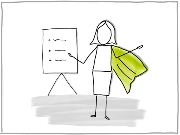 Frau präsentiert vor Kollegen