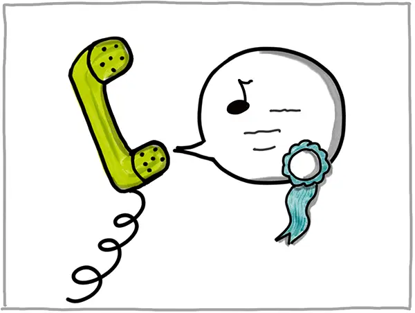 Telefonhörer mit Sprechblase